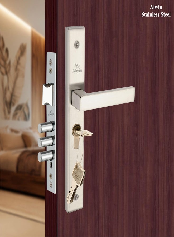 ALWIN'S 10'' Sleek Body | computerized ultra key Mortise Lock Made of Stainless Steel | 60mm Cylinder & Inside Knob 3 Keys | For Main door, Living room, Bedroom Doors in Home,Office & Hotels (SS MATT) - Image 2